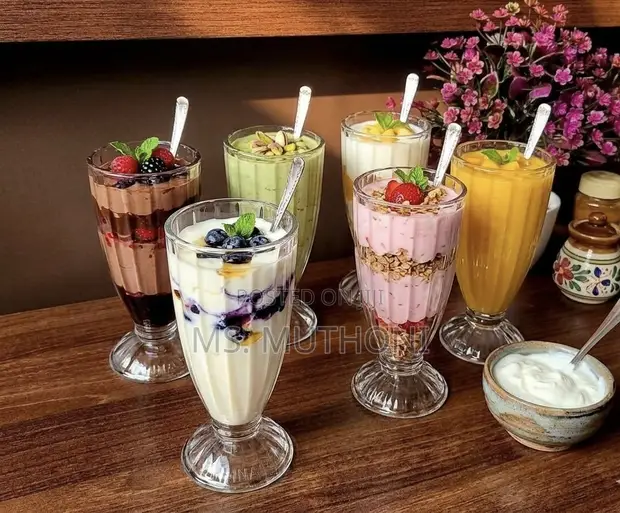 6 Classic Milkshake/Yoghurt Glasses (380ml) - 1