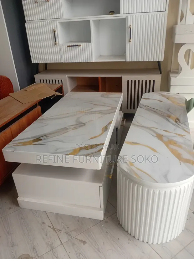 Creative Modern Coffee Table with Stools - 1