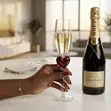6 Pcs Crimson Heart Champagne Flutes - 1