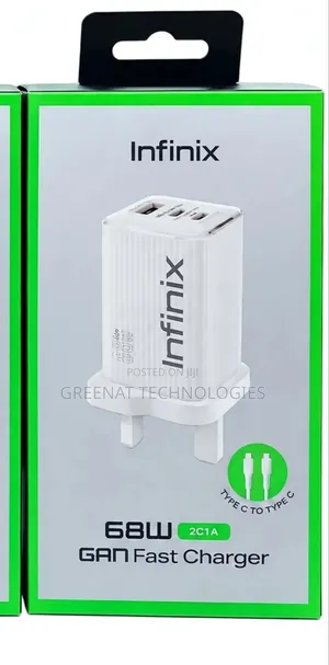 Infinix 68W GAN Fast Charger with Type-C Cable (Original)