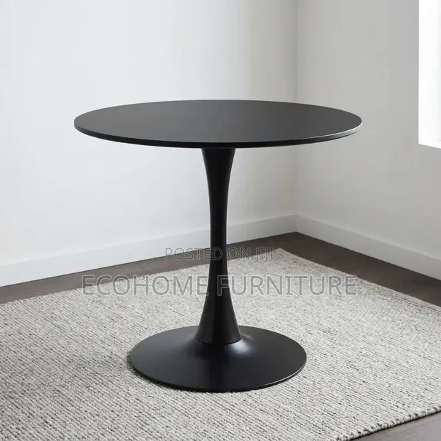 Round Black Pedestal Dining Table - 1