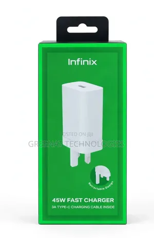 Infinix 45W Fast Charger na Pini Zinazoweza Kurudishwa na Keble ya Type-C