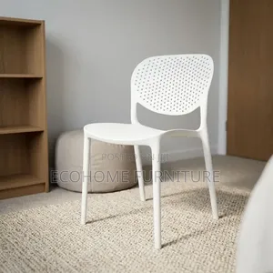 White Plastic Dining Chair with Backrest