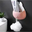1pc Wall Mounted Seamless Toothbrush & Toothpaste Holder - 1