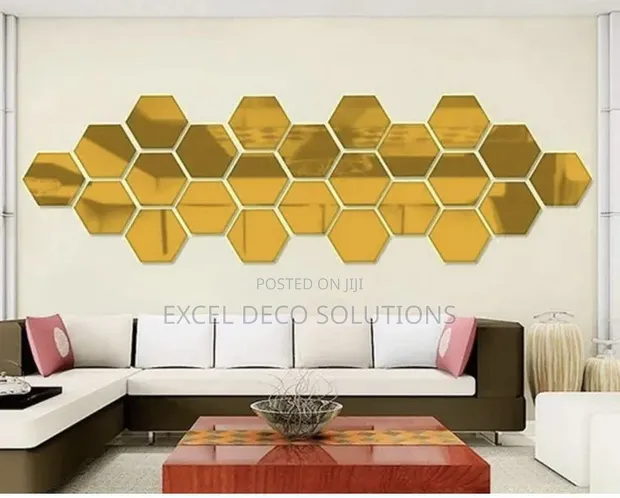 Hexagon Wall Mirrors - 12 Piece Self-Adhesive Set - 1