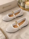 Buckle Mesh Ballerina Flats - 3