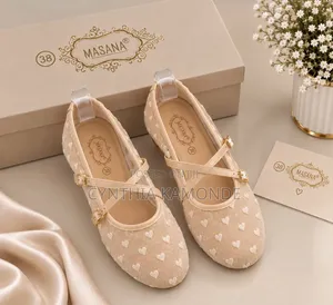 Love Heart Mesh Ballerina Flats