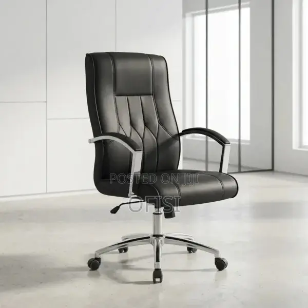Kiti cha Ofisi cha Brown Leather Ergonomic - 1