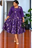 Floral Skater Dress na Plus Coat - 2