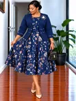 Floral Skater Dress na Plus Coat - 4
