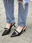 Bow Tie Slingback Kitten Pumps - 1
