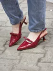 Bow Tie Slingback Kitten Pumps - 3