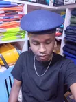 Navy Blue Cotton Beret - 1