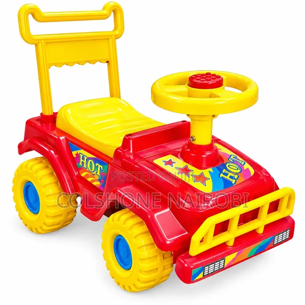 Kids Ride-on Push Car with Steering Wheel & Push Handle - 1