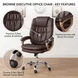 Brown Swivel Leather Office Chair - 4