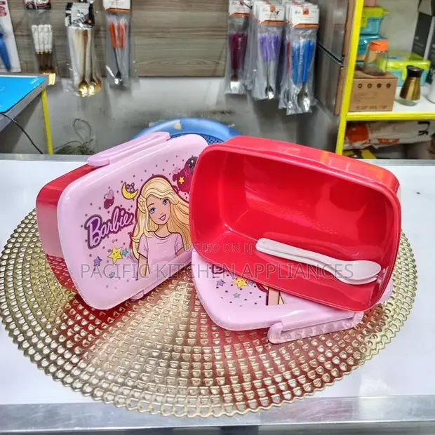 Kids Cartoon Themed Snack Box / Lunch Box - Pink - 1