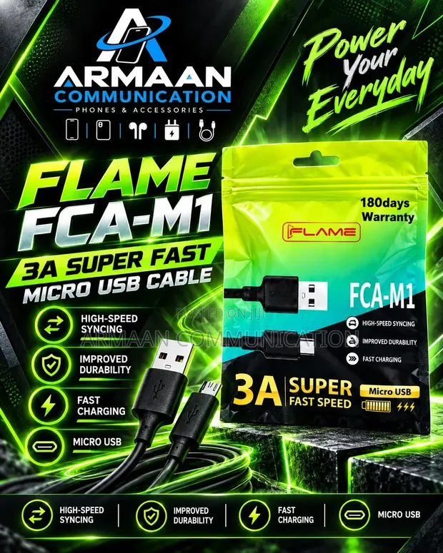 Floating Ark Flame Micro USB Cable - Black - 1