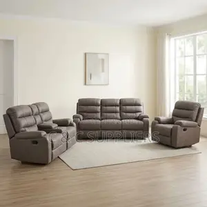 Recliner Sofa ya Premium - Ngozi ya Kahawia