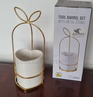 Love Shape Ceramic Tool Barrel Set with Gold or Silver Metal Stand