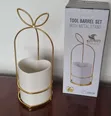 Love Shape Ceramic Tool Barrel Set with Gold or Silver Metal Stand - 1