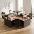 4-Way Curved Brown Workstation Desk - 1