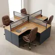 4-Way Curved Brown Workstation Desk - 2