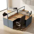 4-Way Curved Brown Workstation Desk - 4