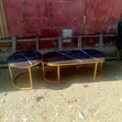 Semi-Circle Coffee Table with Gold Frame - 1
