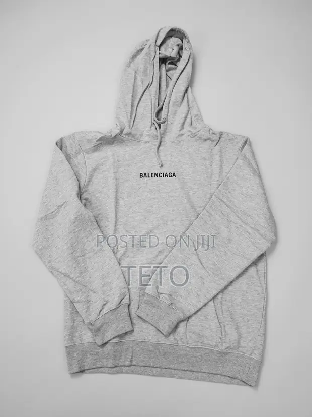 Balenciaga Grey Logo Medium Fit Hoodie - 1