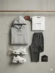 Balenciaga Grey Logo Hoodie - Medium Fit - 2