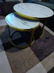 Seti ya Meza za Kahawa za Mbao Zinazowekwa Ndani 2-in-1 - 1