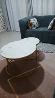 Seti ya Meza za Kahawa za Mbao Zinazowekwa Ndani 2-in-1 - 2