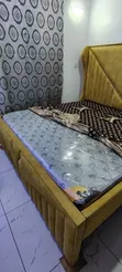 King Size Bed with Mattress - Solid Mvule Wood - 1