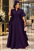 Boubou/Kaftan Nzuri ya Rangi ya Zambarau na Kofia - 1
