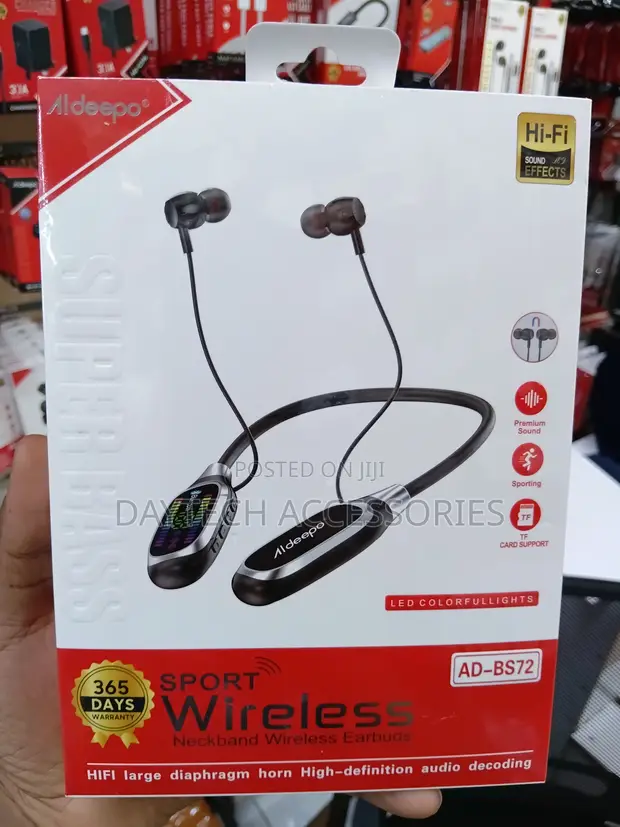 Aldeepo AD-BS72 Wireless Necklace Earphones - Black - 1