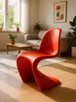 Red Plastic Dining Chair for Home Office - 4