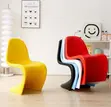 Red Plastic Dining Chair for Home Office - 5