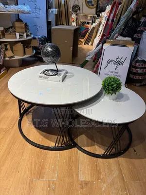 Meza za Kifahari za Marble 2-in-1 za Kukunja na Msingi Mweusi