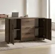 Wooden 2-Door Filing Credenza yenye 3 Drawers - 4