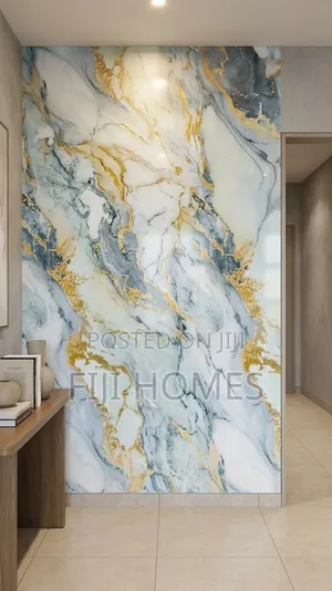 Dekorasyon ya Ukuta ya Marble Premium | 3x1m | Nyeusi, Nyeupe & Dhahabu