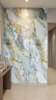 Dekorasyon ya Ukuta ya Marble Premium | 3x1m | Nyeusi, Nyeupe & Dhahabu - 1