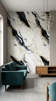 Dekorasyon ya Ukuta ya Marble Premium | 3x1m | Nyeusi, Nyeupe & Dhahabu - 2