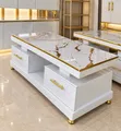 Modern Coffee Table with Gold Accents & Storage - 1