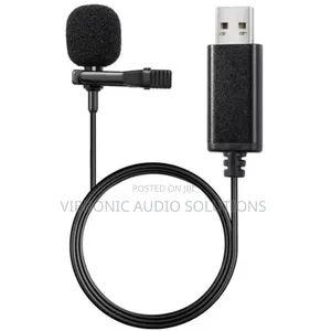 Lapel Microphone ya USB (Plug & Play) - Nyeusi