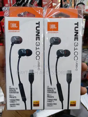 JBL Tune 310C Wired USB-C In-Ear Headphones - Nyeusi