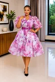 Classic Purple Print Skater Dress - 1