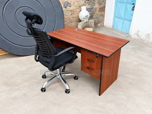 Office Desk with 2 Drawers and Ergonomic Chair