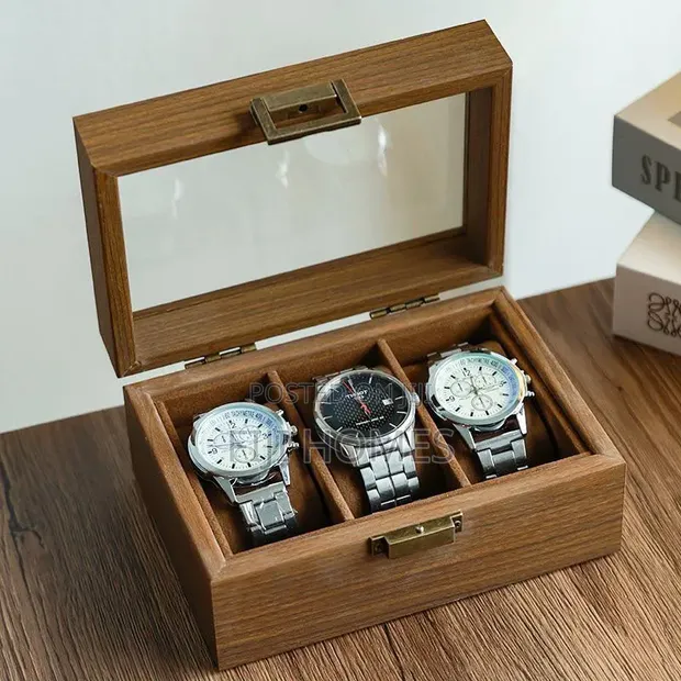 3 Slot Premium PU Leather Watch Organizer Box | Brown - 1
