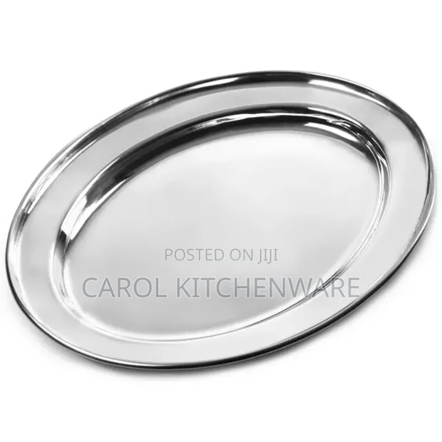 25cm Stainless Steel Oval Plate - 1