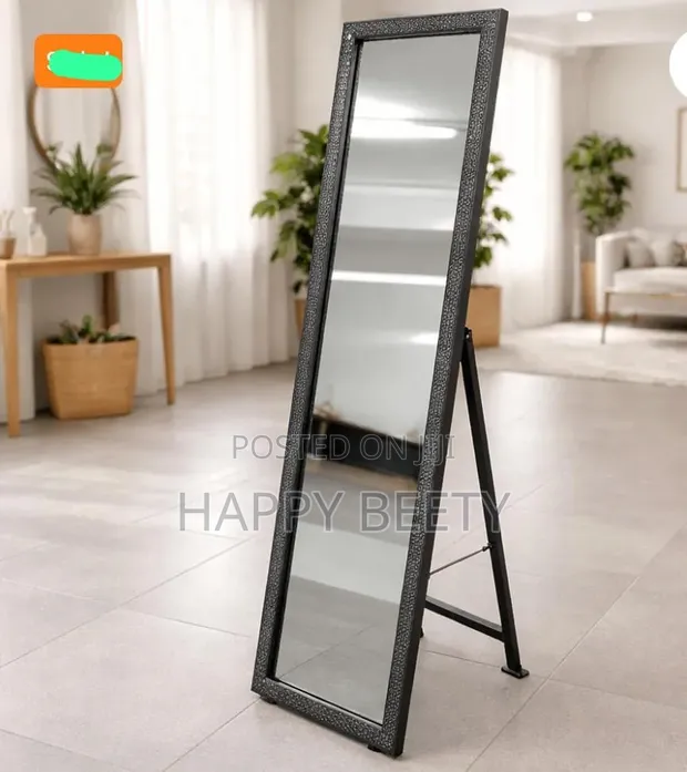 Plastic Print Floor Mirror - Black - 1